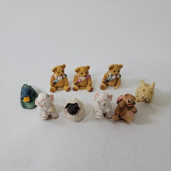 Vintage Peter Fagan Hand Painted 9 Miniature Figures Bunny Teddy Bear Duck Sheep - Picture 1 of 9